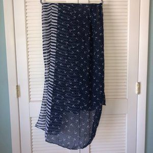 Lightweight Navy White Nautical Anchor Print Scarf